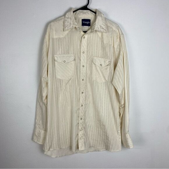 Wrangler Other - Vintage Wrangler Dressy Snap Button Shirt Sheer Long Sleeve Western Cowboy XL